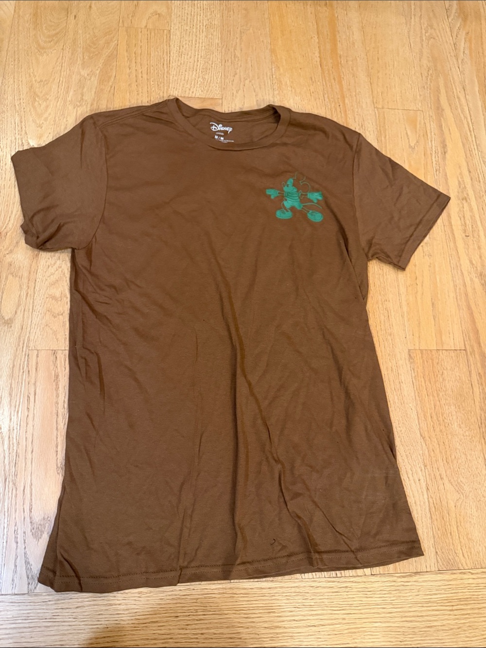 Disney Brown Short Sleeve Tee with Teal Mickey Chest Graphic - Men's